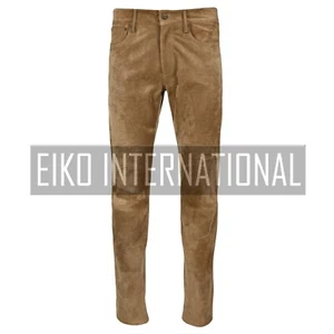 Suede Pants For Men, Mens Leather Trousers In Tan, 30% Off & Free Shipping USA - Picture 1 of 10