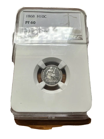 1868 Seated Liberty Proof Half Dime - 600 mintage - NGC PF 60 Cover