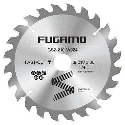 FUGAMO Kreissägeblatt HM 210 mm 24 Zähne Bohrung 30 mm für Tisch- Kapp- Gehrungssägen