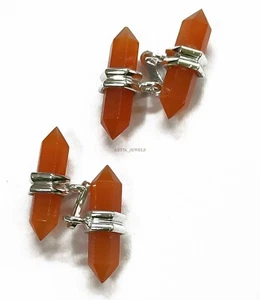 Gemelo De Ónix Rojo Natural Con Plata Esterlina 925 #2419 - Imagen 1 de 9