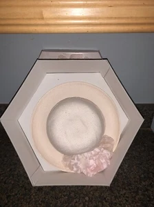 Vintage Cappelli Ladies Women’s Hat Polyester? Off White/Pink With Floral - Picture 1 of 18