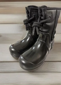 UGG RAINCLOUD LACE WATERPROOF WOOL LINED RAIN BOOTS, WOMEN US 6 NWOB WINTER BLK - Picture 1 of 12