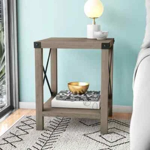Greyish-Brown, 22'' Tall Bedroom End Table - Picture 1 of 7