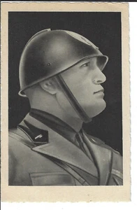 Italian Propaganda Postcard Benito Mussolini Profile in Field Helmet - Picture 1 of 2