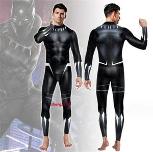 The Avengers T'Challa Black Panther Cosplay Costume Jumpsuit Halloween Suit Men - Picture 1 of 9