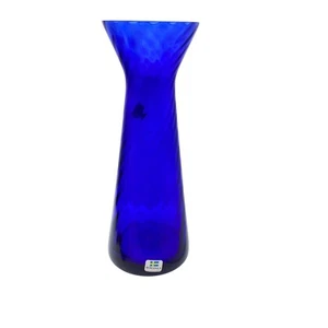 Vintage Bergdala glassworks cobalt blue flower vase Sweden 8" Scandinavian - Picture 1 of 9