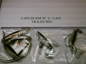 6-3in.Swim baits 2Texas riged and 4 refells BLACK BABY SHAD-CATCH-EM- IF -U- CAN - Picture 1 of 4