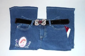 Disney Princess Girls Denim Embellished Jeans & Belt Blue Denim 6X NWT - Picture 1 of 2
