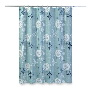 Just for Bath Shower Curtain "Let it Snow" Snowflakes - Blue - Picture 1 of 2
