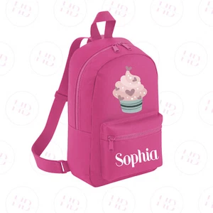 Personalised Heart Cupcake Backpack Nursery Rucksack Kids Back To School Bag - Picture 1 of 12