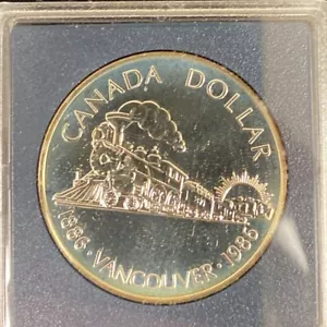 1986 Vancouver Canada Silver Dollar Uncirculated $1 Coin - Picture 1 of 3