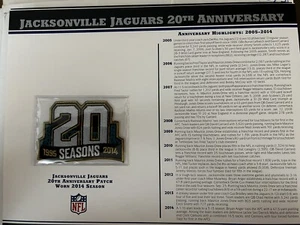 Jacksonville Jaguars 20th Anniversary Football Willabee & Ward Patch on Card - Picture 1 of 2