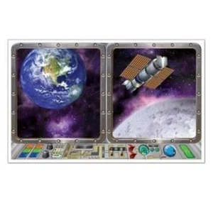 Galaxy Inst-View Outer Space Spaceship Science Party Plastic Wall Decoration - Picture 1 of 1