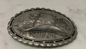COWBOY HAT 3D TROPHY WESTERN TEXAS SILVER BELT BUCKLE 3.5” x 2.75” - Picture 1 of 4