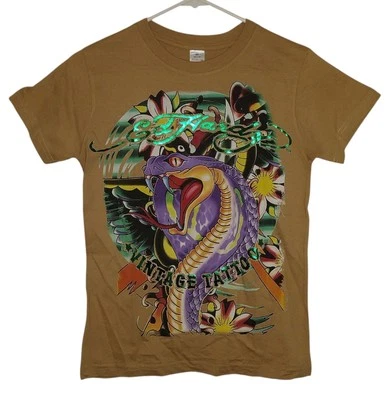 Ed Hardy Boys T-shirt Size Medium Beige Cobra Short Sleeve NEW with TAGS - Image 1 of 4