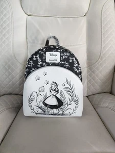 Loungefly Disney Alice In Wonderland Black & White Mini Backpack - Picture 1 of 4