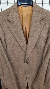 VINTAGE TWEED BOTANY mens brown HERRINGBONE sport coat suit jacket blazer 40Ll - Picture 1 of 6