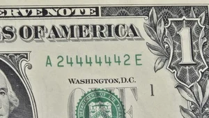 2013 Binary Super Radar 6 In A Row 4s $1 Dollar Bill Fancy Serial Number... - Picture 1 of 3