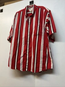 Haggar Clothing Button Up Shirt Mens Large Short Sleeve Casual Stripes - Picture 1 of 4