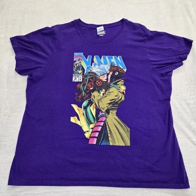 Marvel X-Men Rogue & Gambit Kiss Graphic Tee Purple Women’s 3XL Comic Book Cover - Image 1 of 4