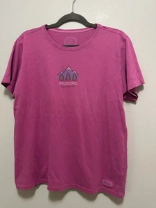 Life Is Good Shirt Women's Size Large Pink Short Sleeve Mountain "Big Upside" - Picture 1 of 5