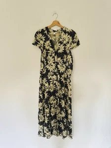 Whistles Dress Size 18 Black Cream Floral Polak Dot Shirt Midi Summer Tea - Bild 1 von 10