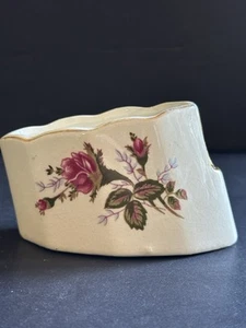 Vtg JAPAN Chadwick Spoon Rest Holder Grannycore Cottage Roses Pink White Ceramic - Picture 1 of 19