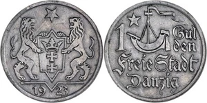 Danzig: 1 Gulden silver 1923 - VF-XF - Bild 1 von 3