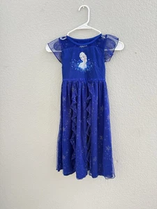 Frozen Elsa Dark Blue Satin and Tulle Nightgown, Gown Size Small - Picture 1 of 8