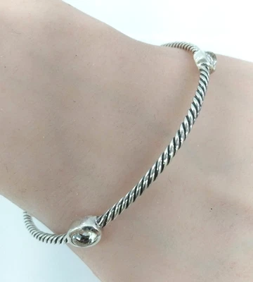 David Yurman Sterling Silver Confetti Quartz 4 Station Cable Bangle Bracelet FZZ - Image 1 of 4