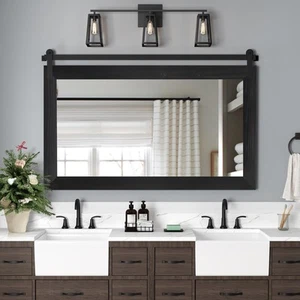 Farmhouse Bathroom Mirror - 41" x 30" Rustic Barn Door Mirror for Living Room... - Picture 1 of 9