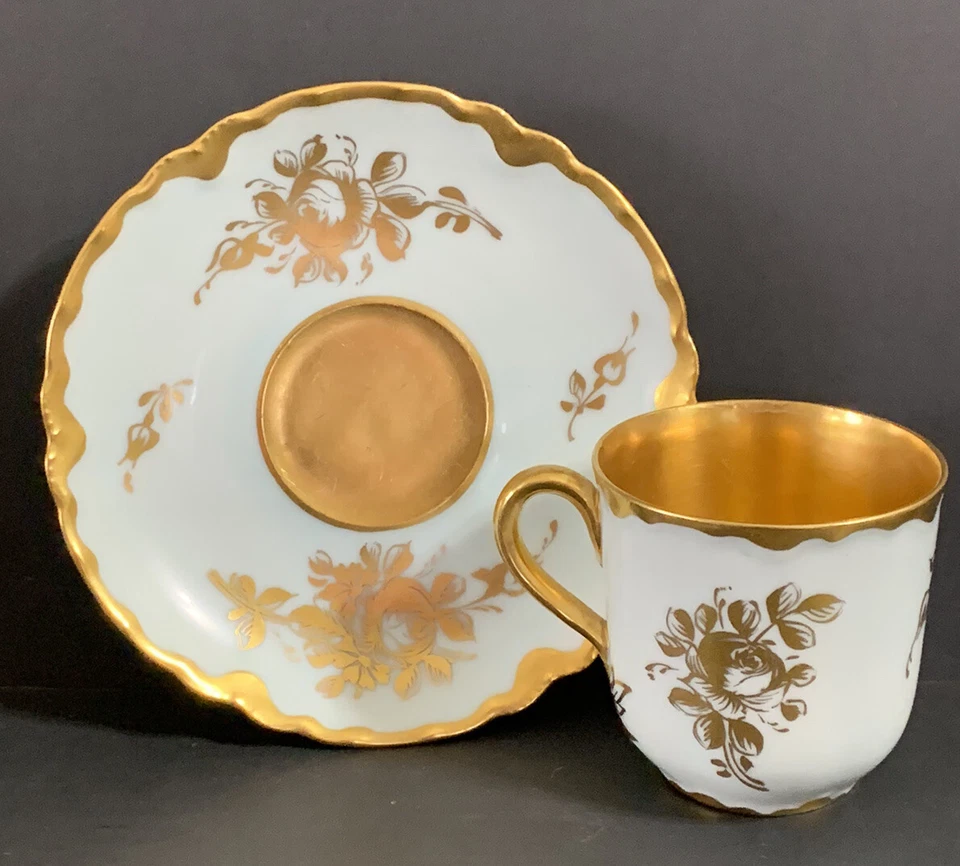 РЕДКИЙ старинный Baby синий и золотой STEINER STUDIO Demi чашка и блюдце BT BURLEY ГЕРМАНИИ - Изображение 1 из 4