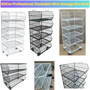 60Cm Professional Stackable Wire Storage Bin Rack Veg Fruit Basket for Shop - Picture 1 of 33
