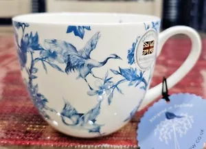 Bluebird and Willow Bone China blau & weiß Vögel & Blumen Becher 16 Unzen - Bild 1 von 6