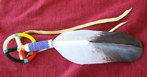 Medicine wheel with beaded Purple Heart Ribbon  warrior feather