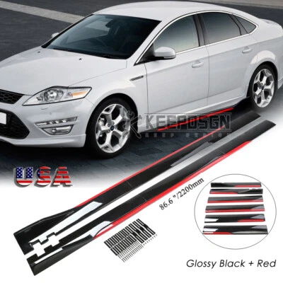 Side Skirts Body Kit Parts Splitter Rocker Panel Gloss Red for Ford Mondeo Sedan - Image 1 of 4