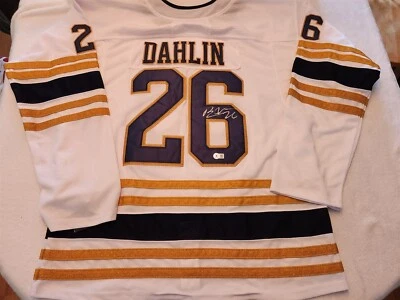 Camiseta personalizada firmada por Rasmus Dahlin SABRES Beckett certificado de autenticidad talla XL Foto 1 de 4