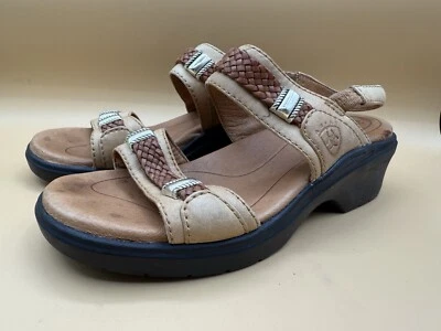 Ariat Stinson Women's Brown Leather Slip On Open Toe Slide Sandal Size 8 B 93423 - Image 1 of 4