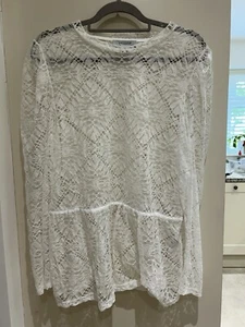 NWOT Primark Ivory Lace Long Sleeve Blouse Top Size XL 18-20 Peplum Hem - Picture 1 of 5