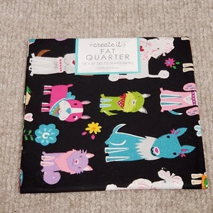 Fat Quarter Fabric Dog Black Multi-colored Cotton Quilting Create it 18"x21" - Picture 1 of 5