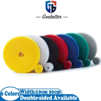 VELCR HOOK AND LOOP DOUBLE SIDED CABLE TIES TIDY REUSABLE STRAPS WIDTH 10/20MM - Image 1 of 4