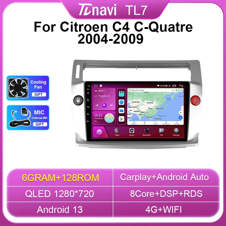 Car Radio For Citroen C4 C-Triomphe C-Quatre 2004-2009 Video Player GPS Screen - Image 1 of 4