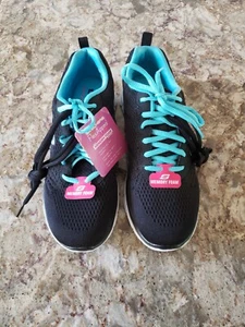 Skechers Flex Appeal Memory Foam Size 9 Black Turquoise Sensitive Feet ReliefNEW - Bild 1 von 5