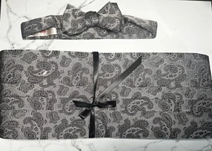 Carrot & Gibbs Cumberbun And Bow Tie Sets Silver Paisley 100% Silk - Picture 1 of 4
