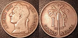 Congo Belge - Albert Ier - 1 franc 1927 ! KM#20 - Foto 1 di 1