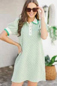 entro Win It Green Textured Shift Dress Women's Small NWT - Picture 1 of 3