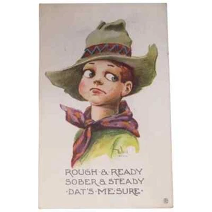 Tarjeta postal de niño áspera y lista, sobria y estable, Dat's-Me-Sure con sello de 1 centavo R227 - Imagen 1 de 8