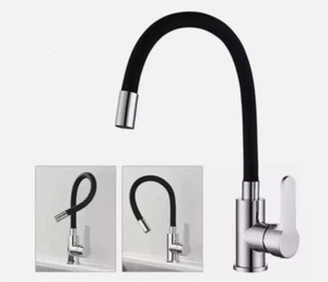 MISCELATORE CANNA ALTA FLESSIBILE COLORE NERO RUBINETTO MONOCOMANDO DA CUCINA - Foto 1 di 6