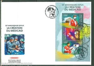 CENTRAL AFRICA 2015 50th  ANNIVERSARY OF MEDICAID RED CROSS SHEET  FDC - Picture 1 of 1