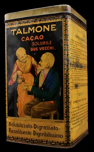 Antike große Blechdose Werbung Kakao Talmone Venchi Unikat Post 1934 - Bild 1 von 14